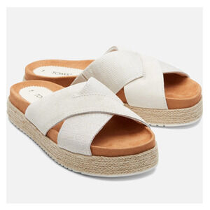 TOMS Paloma Cross Front Suede Sandals in Cream Women's Size 7